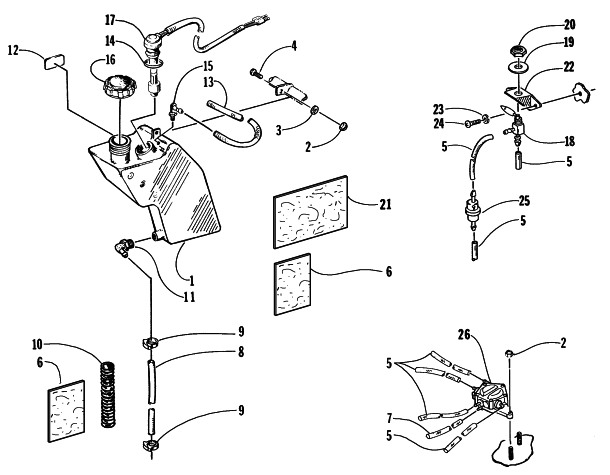 Parts Diagram for Arctic Cat 1998 PANTERA 800 SNOWMOBILE OIL TANK AND FUEL PUMP ASSEMBLY