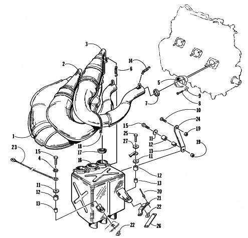 Parts Diagram for Arctic Cat 1998 PANTERA 800 SNOWMOBILE EXHAUST ASSEMBLY