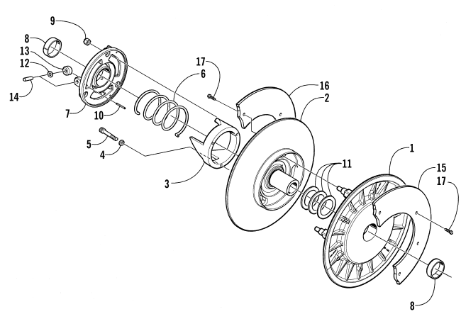 Parts Diagram for Arctic Cat 2002 ZL 500 SNOWMOBILE DRIVEN CLUTCH