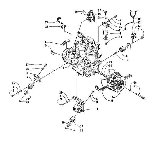 Parts Diagram for Arctic Cat 1998 EXT 580 EFI DLX SNOWMOBILE ENGINE AND RELATED PARTS