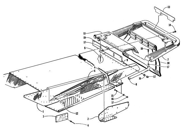 Parts Diagram for Arctic Cat 1998 POWDER EXTREME SNOWMOBILE TUNNEL AND REAR BUMPER