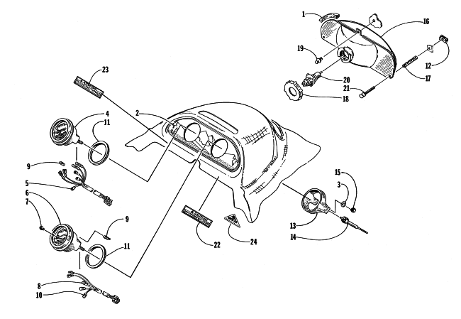 Parts Diagram for Arctic Cat 1998 POWDER EXTREME SNOWMOBILE HEADLIGHT AND INSTRUMENTS