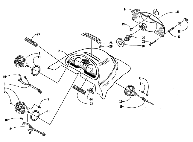 Parts Diagram for Arctic Cat 1998 ZRT 600 SNOWMOBILE HEADLIGHT AND INSTRUMENT POD