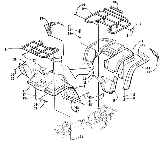 Parts Diagram for Arctic Cat 1999 250 2X4 ATV BODY PANEL ASSEMBLY
