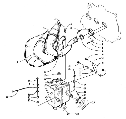 Parts Diagram for Arctic Cat 1998 THUNDERCAT MC SNOWMOBILE EXHAUST ASSEMBLY