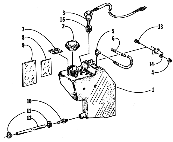 Parts Diagram for Arctic Cat 1998 EXT 580 EFI SNOWMOBILE OIL TANK ASSEMBLY