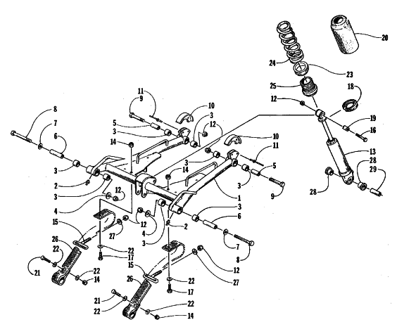 Parts Diagram for Arctic Cat 1998 ZRT 600 SNOWMOBILE REAR SUSPENSION FRONT ARM ASSEMBLY