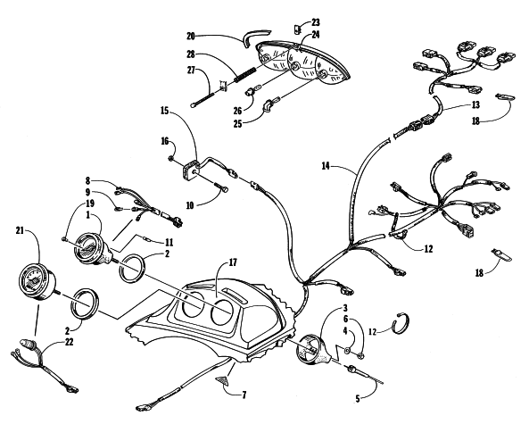 Parts Diagram for Arctic Cat 1998 ZR 500 (2ND RUN) SNOWMOBILE INSTRUMENTS AND WIRING ASSEMBLIES