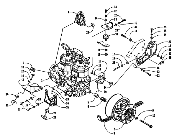 Parts Diagram for Arctic Cat 1998 POWDER SPECIAL 600 EFI SNOWMOBILE ENGINE AND RELATED PARTS
