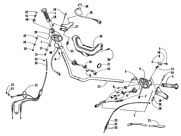 Parts Diagram for Arctic Cat 1998 BEARCAT WIDE TRACK SNOWMOBILE HANDLEBAR AND CONTROLS