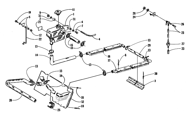 Parts Diagram for Arctic Cat 1998 BEARCAT WIDE TRACK SNOWMOBILE COOLING ASSEMBLY