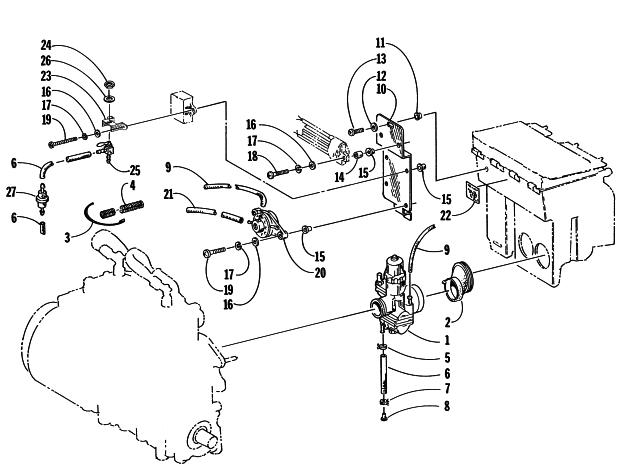 Parts Diagram for Arctic Cat 1998 ZR 500 (2ND RUN) SNOWMOBILE CARBURETOR AND FUEL PUMP ASSEMBLY