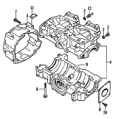 Parts Diagram for Arctic Cat 1998 ZR 500 (2ND RUN) SNOWMOBILE CRANKCASE ASSEMBLY