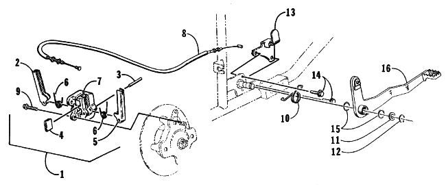 Parts Diagram for Arctic Cat 1999 300 4X4 ATV MECHANICAL BRAKE ASSEMBLY