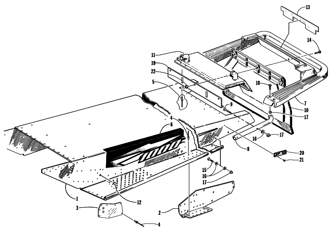 Parts Diagram for Arctic Cat 1998 THUNDERCAT MC SNOWMOBILE TUNNEL AND REAR BUMPER