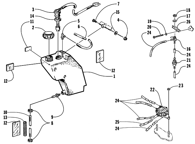 Parts Diagram for Arctic Cat 1998 THUNDERCAT SNOWMOBILE OIL TANK AND FUEL PUMP
