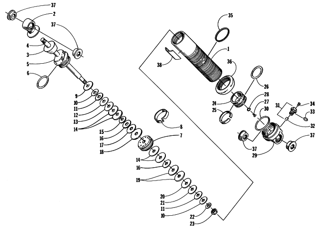 Parts Diagram for Arctic Cat 1998 ZRT 600 SNOWMOBILE FRONT SUSPENSION SHOCK ABSORBER