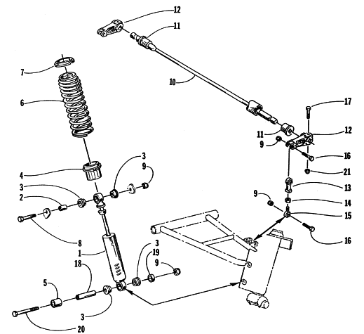 Parts Diagram for Arctic Cat 1998 EXT 580 EFI SNOWMOBILE SHOCK ABSORBER AND SWAY BAR ASSEMBLY