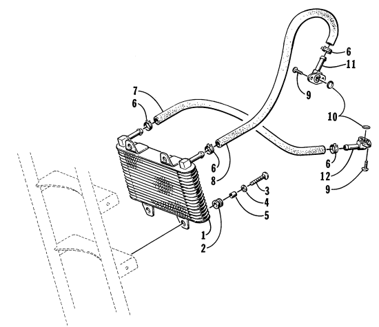 Parts Diagram for Arctic Cat 1999 300 2X4 ATV OIL COOLER ASSEMBLY