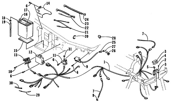 Parts Diagram for Arctic Cat 1998 300 4X4 ATV ELECTRICAL COMPONENTS