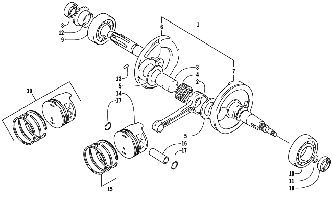 Parts Diagram for Arctic Cat 2000 250 2X4 () ATV CRANKSHAFT ASSEMBLY