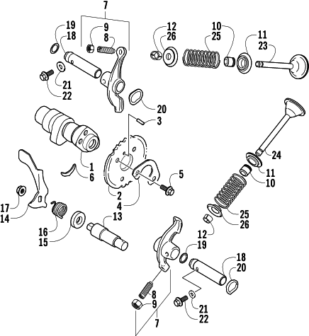 Parts Diagram for Arctic Cat 2003 300 (4X4 ) ATV CAMSHAFT/VALVE ASSEMBLY