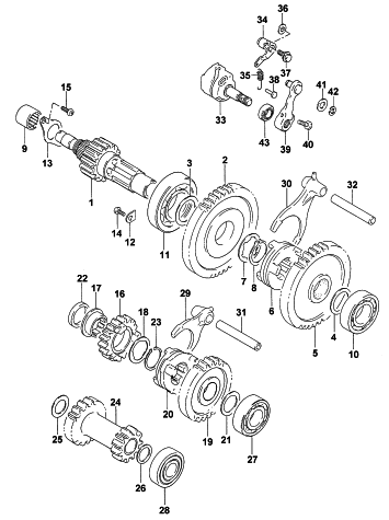 Parts Diagram for Arctic Cat 1999 300 4X4 ATV SECONDARY TRANSMISSION ASSEMBLY