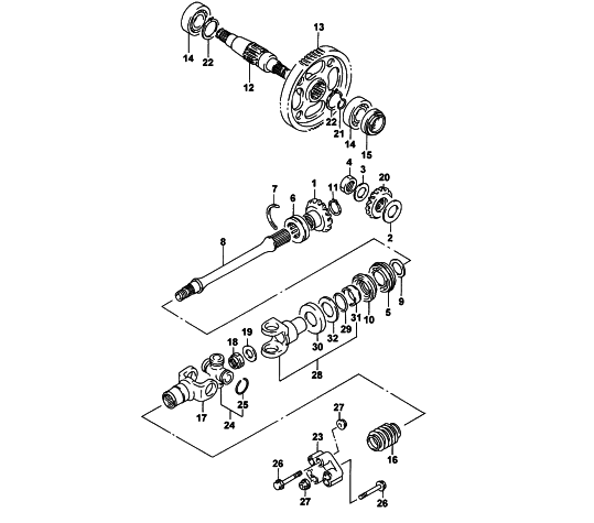 Parts Diagram for Arctic Cat 2003 300 (4X4 ) ATV SECONDARY GEAR/OUTPUT SHAFT ASSEMBLY