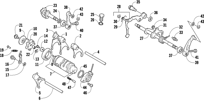 Parts Diagram for Arctic Cat 1998 300 2X4 ATV GEAR SHIFTING ASSEMBLY