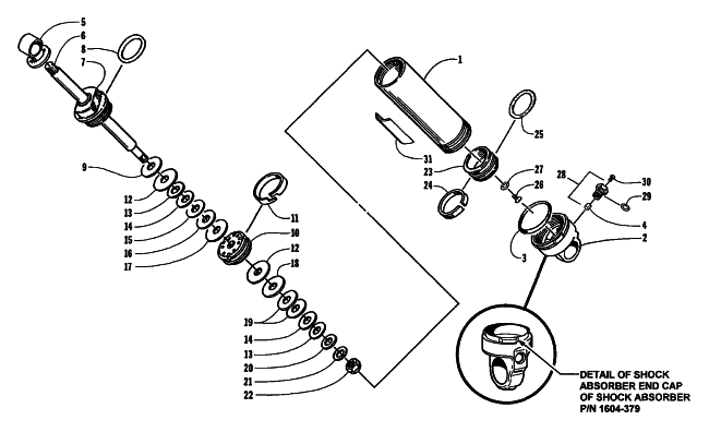 Parts Diagram for Arctic Cat 1998 ZR 500 (2ND RUN) SNOWMOBILE REAR SUSPENSION FRONT ARM SHOCK ABSORBER (1604-379)