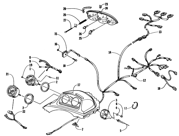 Parts Diagram for Arctic Cat 1998 POWDER SPECIAL 600 SNOWMOBILE HEADLIGHT AND INSTRUMENTS