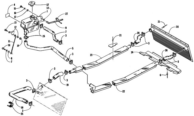 Parts Diagram for Arctic Cat 1998 POWDER SPECIAL 600 SNOWMOBILE COOLING ASSEMBLY