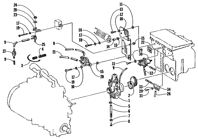 Parts Diagram for Arctic Cat 1998 POWDER SPECIAL 600 SNOWMOBILE CARBURETOR AND FUEL PUMP ASSEMBLY