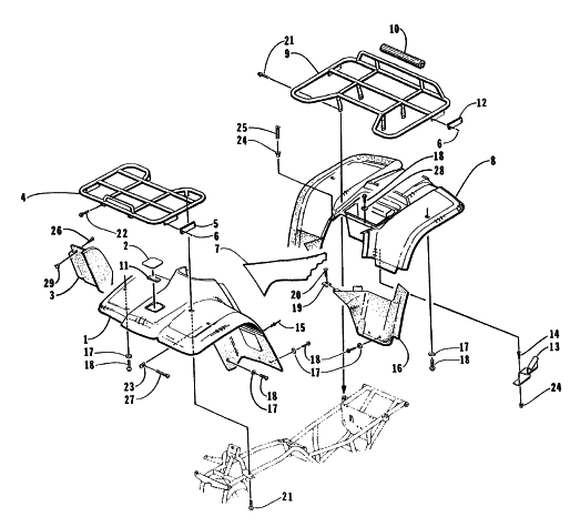 Parts Diagram for Arctic Cat 1999 400 2X4 ATV BODY PANEL ASSEMBLY