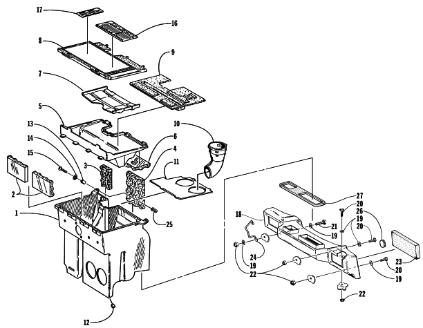 Parts Diagram for Arctic Cat 1998 POWDER SPECIAL 600 SNOWMOBILE AIR SILENCER ASSEMBLY