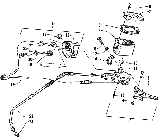 Parts Diagram for Arctic Cat 2002 ZR 500 CC () SNOWMOBILE HYDRAULIC BRAKE CONTROL ASSEMBLY