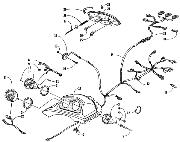 Parts Diagram for Arctic Cat 1998 ZL 500 SNOWMOBILE INSTRUMENTS,WIRING ASSEMBLIES