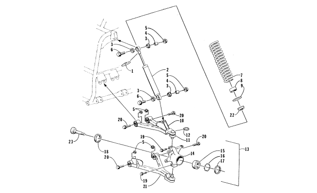 Parts Diagram for Arctic Cat 1998 454 2X4 ATV FRONT SUSPENSION ASSEMBLY