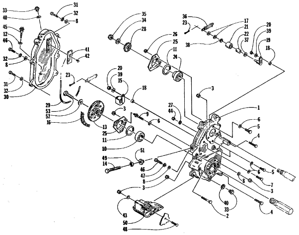Parts Diagram for Arctic Cat 1998 ZL 440 SNOWMOBILE DRIVE/DROPCASE ASSEMBLY