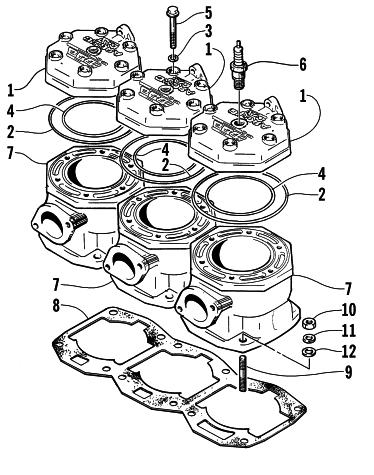 Parts Diagram for Arctic Cat 2000 THUNDERCAT MC () SNOWMOBILE CYLINDER AND HEAD ASSEMBLY