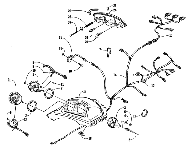 Parts Diagram for Arctic Cat 1998 ZL 440 SNOWMOBILE INSTRUMENTS AND WIRING ASSEMBLIES