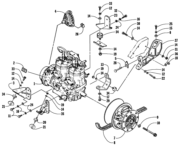 Parts Diagram for Arctic Cat 1998 ZL 440 SNOWMOBILE ENGINE AND RELATED PARTS