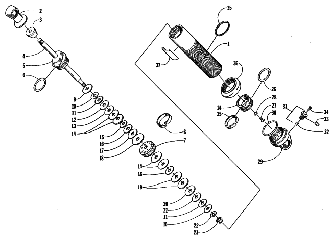 Parts Diagram for Arctic Cat 1999 ZRT 800 SNOWMOBILE FRONT SUSPENSION SHOCK ABSORBER