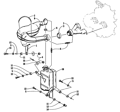 Parts Diagram for Arctic Cat 1998 ZL 440 SNOWMOBILE EXHAUST ASSEMBLY