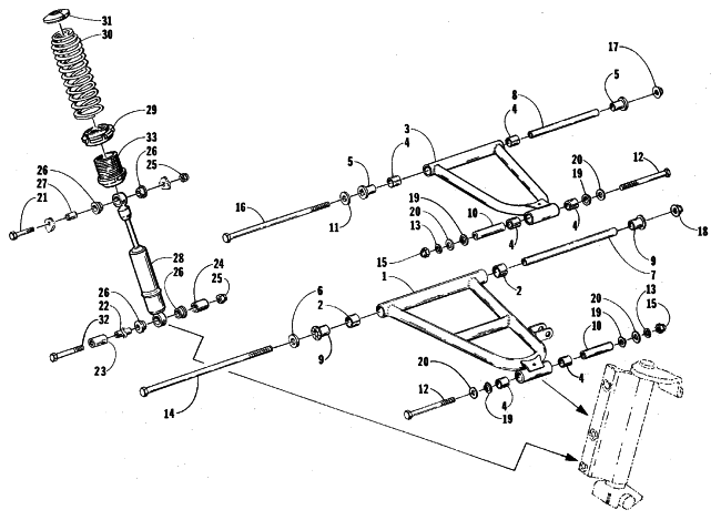 Parts Diagram for Arctic Cat 1999 POWDER SPECIAL 500 EFI SNOWMOBILE FRONT SUSPENSION AND SHOCK ABSORBER