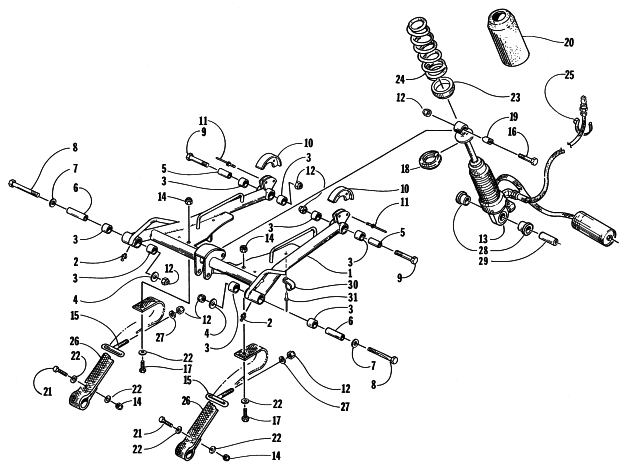 Parts Diagram for Arctic Cat 1999 ZR 500 LE SNOWMOBILE REAR SUSPENSION - FRONT ARM ASSEMBLY