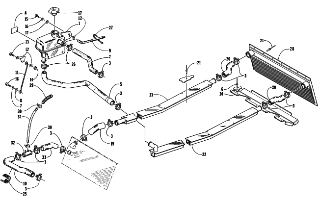 Parts Diagram for Arctic Cat 1998 POWDER SPECIAL 600 EFI LE SNOWMOBILE COOLING ASSEMBLY
