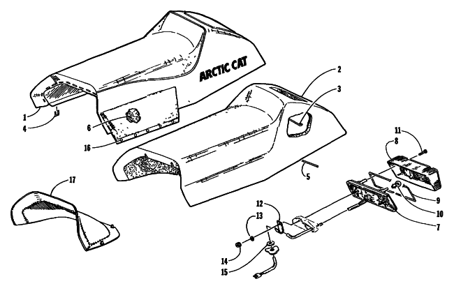 Parts Diagram for Arctic Cat 1998 ZR 600 EFI LE () SNOWMOBILE SEAT AND TAILLIGHT ASSEMBLY