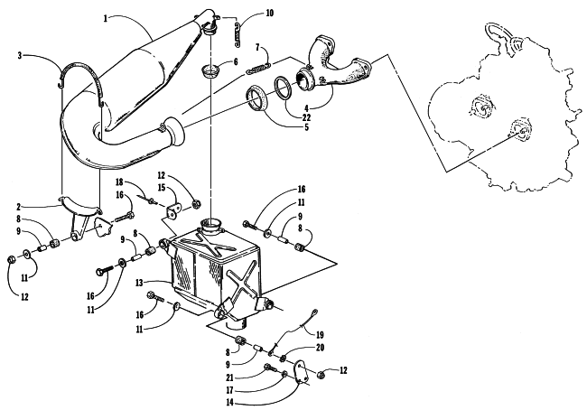 Parts Diagram for Arctic Cat 1998 ZR 440 SNOWMOBILE EXHAUST ASSEMBLY