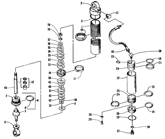 Parts Diagram for Arctic Cat 1998 ZR 440 SNOWMOBILE FRONT SUSPENSION SHOCK ABSORBER